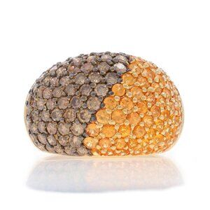 Bellarri Spessartite Garnet Diamond Cocktail Dome Ring - Yellow Gold 18k 4.24ctw